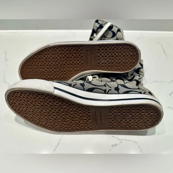 Coach Booney High-Top Sneakers with Monogram and Plaid Pattern - size 8.5B - Picture 6 of 6